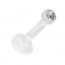 Lippen- / Labret-Piercing Push-Fit Bioflex Flexibel Strass Wei&szlig;