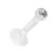 Lippen- / Labret-Piercing Push-Fit Bioflex Flexibel Strass Weiß