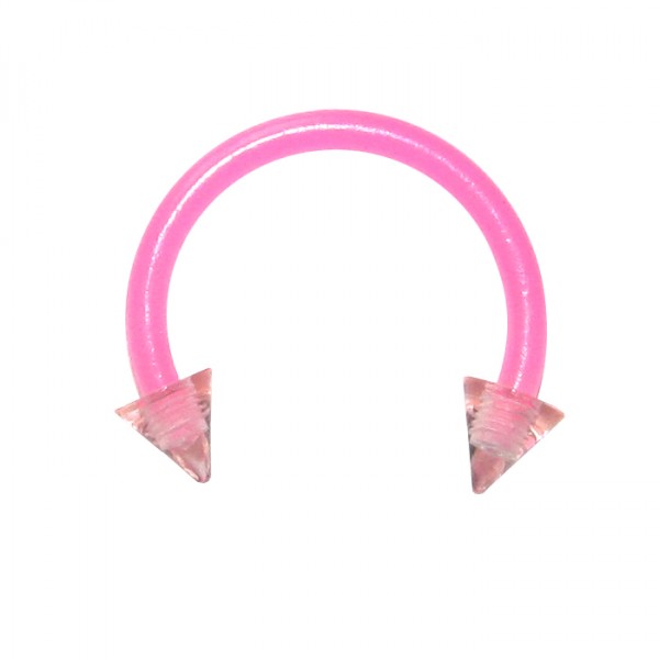 Pink Bioplast Tragus / Septum Ring w/ Spikes