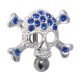 Dark Blue Reverse 15 Strass Skull 925 Silver & 316L Steel Belly Bar Navel Button Ring