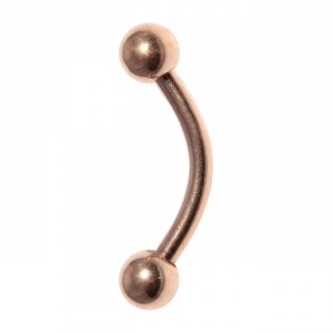 Rose Gold Anodized Eyebrow Curved Bar Ring w/ Balls
