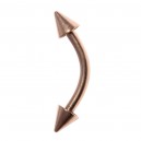 Rose Gold Anodized Eyebrow Curved Bar Ring w/ Spikes