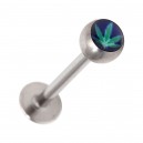 Green/Blue Cannabis Tragus/Labret Bar Piercing Stud Ring