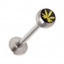 Yellow/Black Cannabis Tragus/Labret Bar Piercing Stud Ring