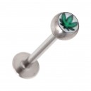 Green/White Cannabis Tragus/Labret Bar Piercing Stud Ring