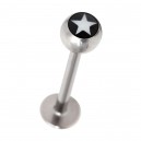 Labret- / Tragus-Piercing Stern Weiß / Schwarz