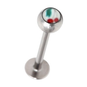 Labret- / Tragus-Piercing Kirsche Rot / Wei&szlig;