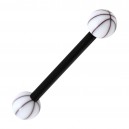 Black/White Basket Ball Bioflex Tongue Bar Ring