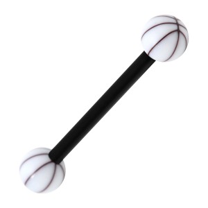 Zungenpiercing Bioflex Basketball Schwarz / Weiß