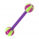Purple/Green Basket Ball 2 Bioflex Tongue Bar Ring