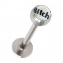 Lippen- / Labret-Piercing Bitch Schwarz / Weiß