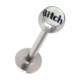 Lippen- / Labret-Piercing Bitch Schwarz / Weiß
