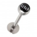 Lippen- / Labret-Piercing Bitch Weiß / Schwarz