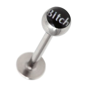Lippen- / Labret-Piercing Bitch Weiß / Schwarz
