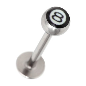 Lippen- / Labret-Piercing 8 Pool Schwarz / Wei&szlig;