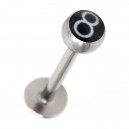 Lippen- / Labret-Piercing 8 Pool Weiß / Schwarz