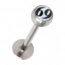Lippen- / Labret-Piercing 69 Schwarz / Wei&szlig;