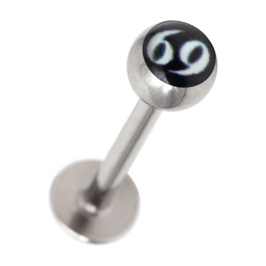 Lippen- / Labret-Piercing 69 Weiß / Schwarz