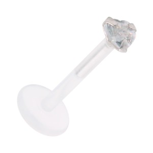 Medusa-Piercing Stecker Bioflex Push-Fit Herz Wei&szlig;