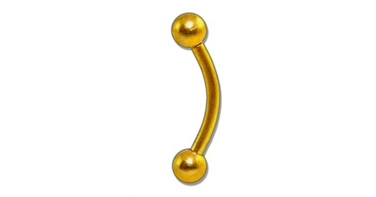 Piercing Arcade (sourcil) Banane Avec Strass Doré Mat - Tige 1.2 Mm En Acier Chirurgical - Neuf Avec étiquettes