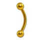 Gold Anodized Eyebrow Curved Bar Ring w/ Balls