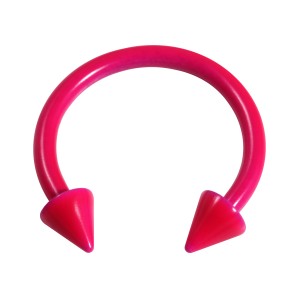 Hufeisen-Piercing Stahl 316L Neon Rosa Spitzen