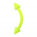 Yellow Neon Anodized Eyebrow Curved Bar Piercing with Spikes