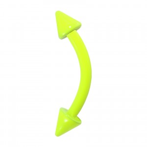 Yellow Neon Anodized Eyebrow Curved Bar Piercing with Spikes