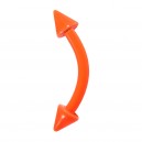 Orange Neon Anodized Eyebrow Curved Bar Piercing with Spikes