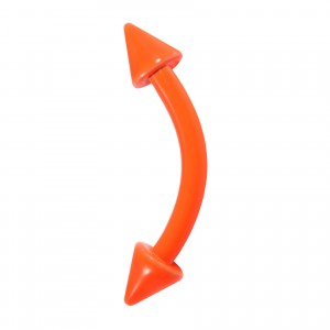Orange Neon Anodized Eyebrow Curved Bar Piercing with Spikes