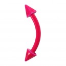 Pink Neon Anodized Eyebrow Curved Bar Piercing with Spikes