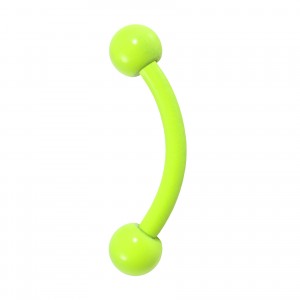 Yellow Neon Anodized Eyebrow Curved Bar Piercing with Balls