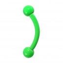 Green Neon Anodized Eyebrow Curved Bar Piercing with Balls