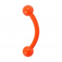 Orange Neon Anodized Eyebrow Curved Bar Piercing with Balls