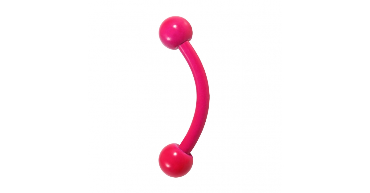 Pink Neon Anodized Eyebrow Curved Bar Piercing with Balls