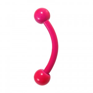Pink Neon Anodized Eyebrow Curved Bar Piercing with Balls