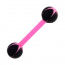 Pink/Black Star Bioflex Tongue Bar Ring with Pink Bar