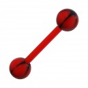 Black/Red Star Bioflex Tongue Bar Ring with Red Bar