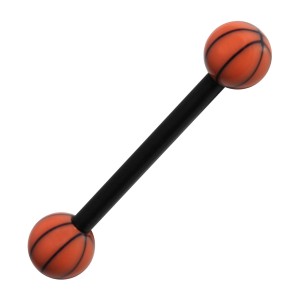 Piercing Langue Bioflex Basket Ball Noir / Orange Foncé