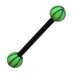 Black/Light Green Basket Ball Bioflex Tongue Bar Ring