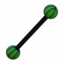 Black/Dark Green Basket Ball Bioflex Tongue Bar Ring