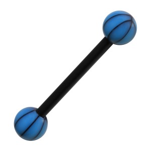 Black/Blue Basket Ball Bioflex Tongue Bar Ring