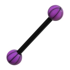 Piercing Langue Bioflex Basket Ball Noir / Violet