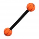 Piercing Lengua Bioflex Baloncesto Negro / Naranja Claro