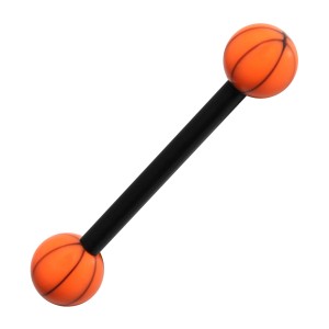 Piercing Langue Bioflex Basket Ball Noir / Orange Clair