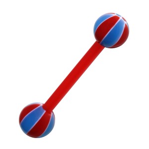 Red/Blue Basket Ball 2 Bioflex Tongue Bar Ring