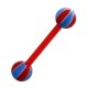 Red/Blue Basket Ball 2 Bioflex Tongue Bar Ring
