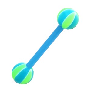 Blue/Green Basket Ball 2 Bioflex Tongue Bar Ring