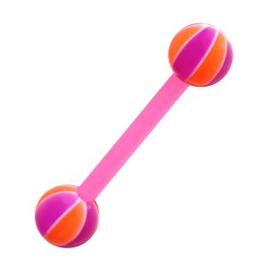 Pink/Orange Basket Ball 2 Bioflex Tongue Bar Ring