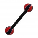 Black/Red Basket Ball 2 Bioflex Tongue Bar Ring